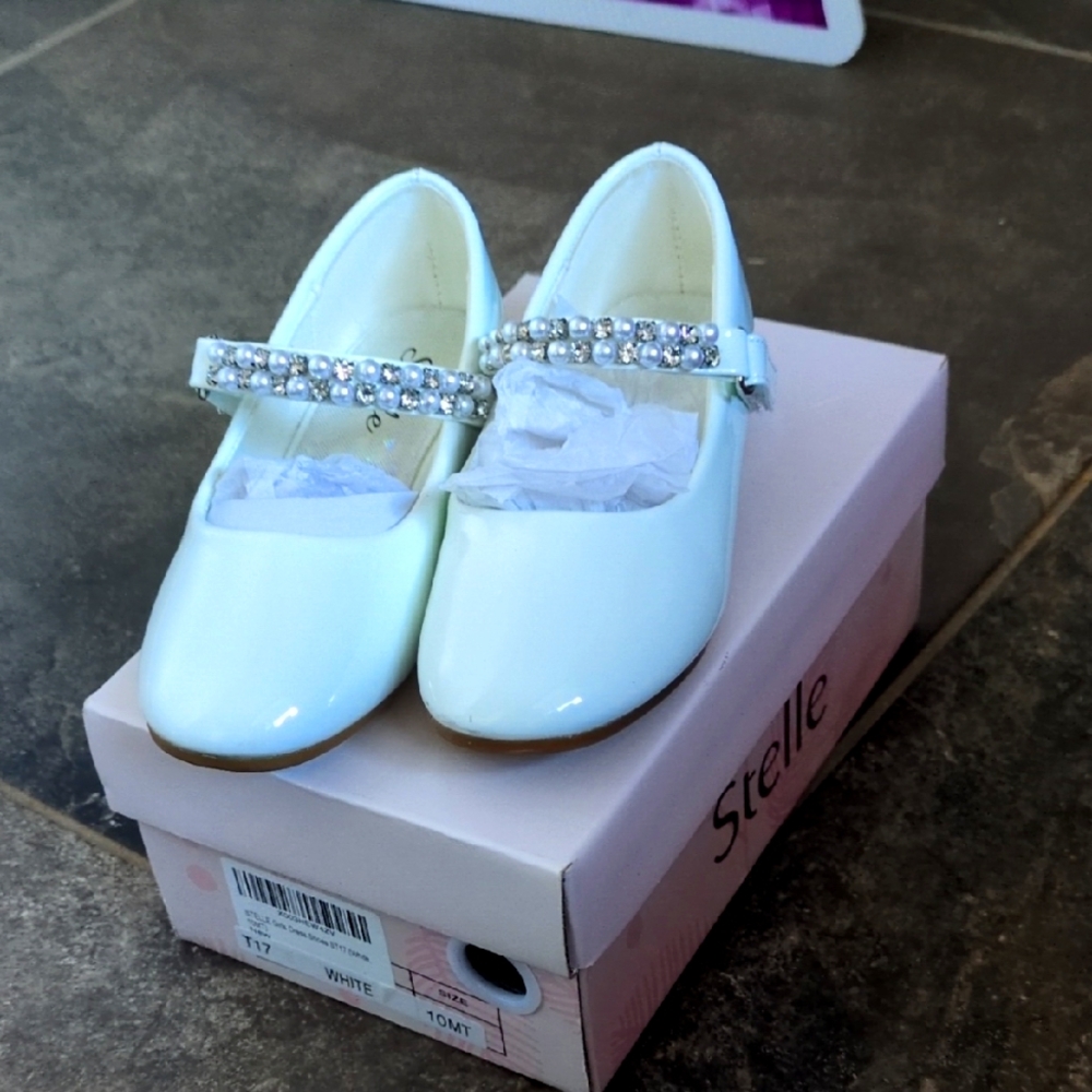 Stelle rhinestone and faux pearl girls dress pageant shoes toodler size 10